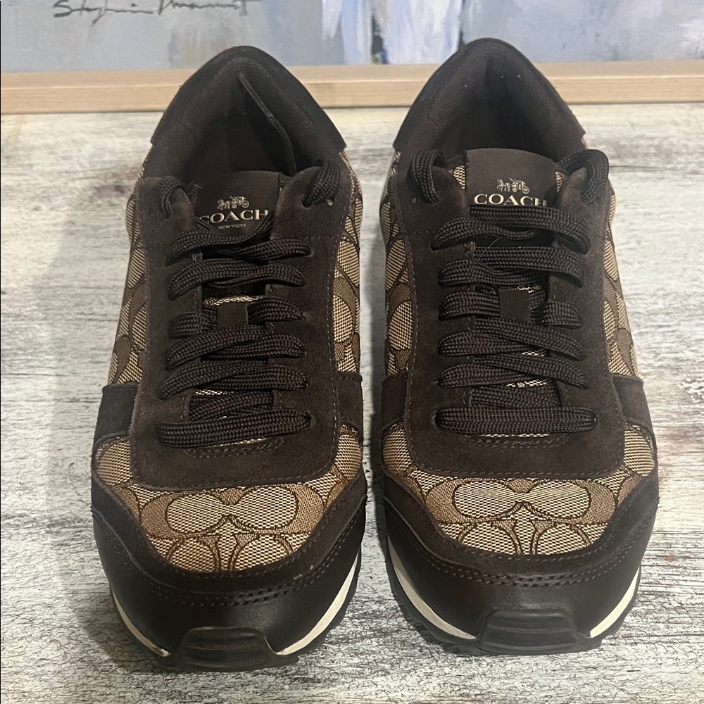 Coach Womens Dark Brown Patterned Sneakers